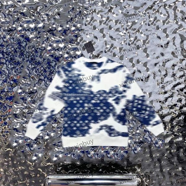 Xinxinbuy Homens designer de moletom com capuz Suéter Aquarela tie dye letras azuis impressão algodão casual moda feminina preto Laranja vermelho S-2XL253j