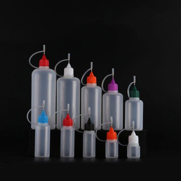 Garrafa vazia de e-líquido 3ml 5ml 10ml 15ml 20ml 30ml 50ml garrafa de agulha para garrafas conta-gotas de plástico com pontas de metal Lalxv