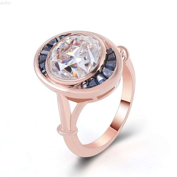 Großhandelspreis 9k 10k 14k 18k Solid Gold Hip Hop Stil Iced Out d Vvs Rose Cut Oval moissanit Kubanischen Ring für Frauen