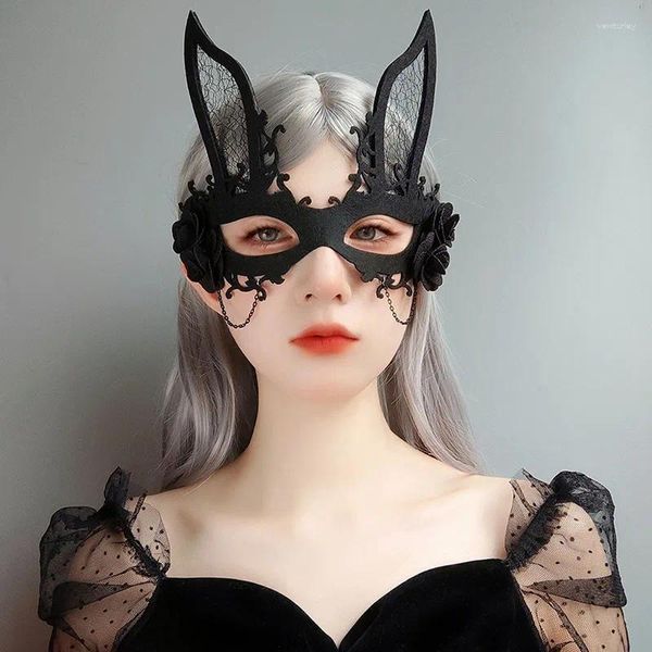 Articoli per feste Maschera di Pasqua Halloween Donna Animali Orecchie Ragazza Maschere Fiori Catene Decorazione Sexy Discoteca Bar Masquerade