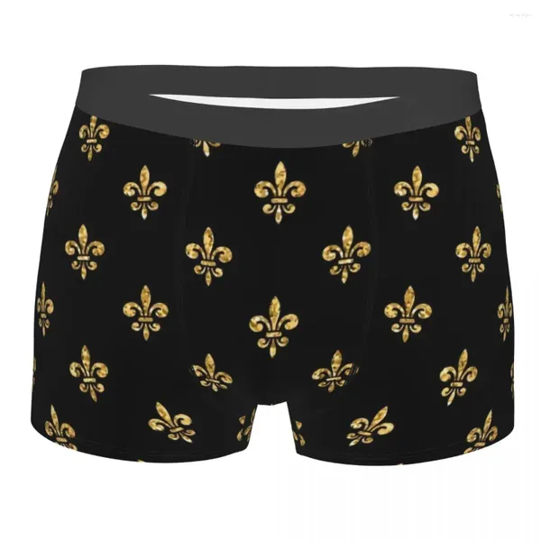 Cuecas masculinas flor de lis flor boxer shorts calcinha macia roupa interior florença masculina novidade plus size