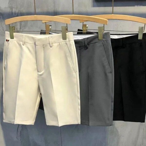 Erkek Şort Erkekler Yaz Moda Günlük Kore tarzı Bermuda Pamuk Streç İnce Gevşek Diz Uzunluk Kısa Pantolon İş Plaj Giyim