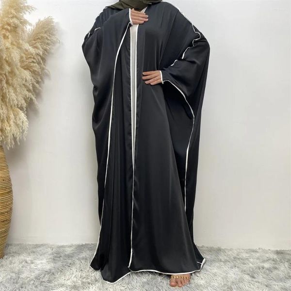 Ethnische Kleidung, muslimisches, elegantes, offenes Abaya, afrikanisches schwarzes Kleid, Dubai, lange Frau, Abendrobe, Kaftan, übergroßer marokkanischer Hochzeitskaftan, Ramadan