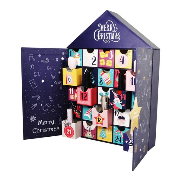 Scatola cieca 24 pz Calendario dell'Avvento Vetrina Solo Natale in legno con 24 cassetti grandi Decorazione natalizia 231025