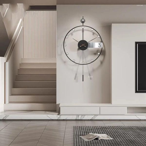 Relógios de parede Sala de estar Relógio Decoração Elegante Arte Única Mão Casa Peças Presente Redondo Moderno Preto Cozinha Saat Decor