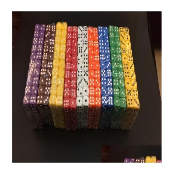 Gambing D6 12mm Canto Arredondado Dice MTI Colorido Decorativo Dices Acessórios Divertido Jogo Mini Bebida Jogos Cubo Boson Brinquedo Bom R9653122 Sp Dh4X2