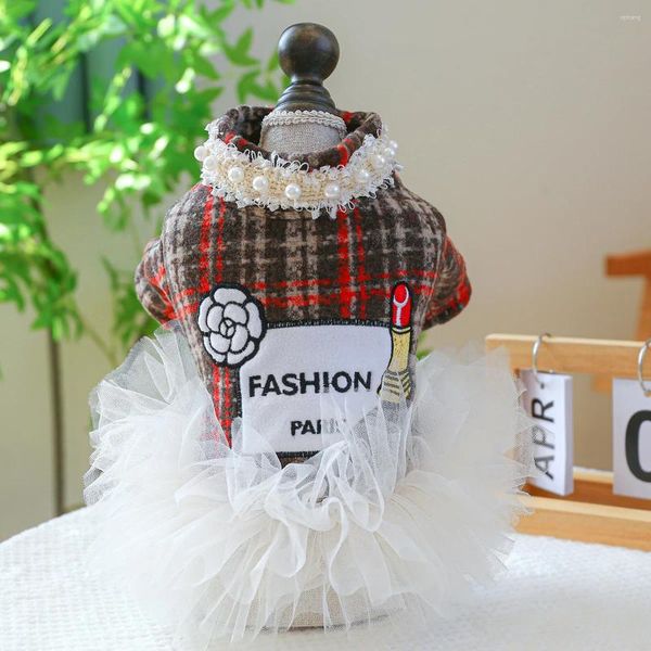 Vestuário para cães Cães e gatos vestido batom design pet casaco filhotes outono / inverno roupas