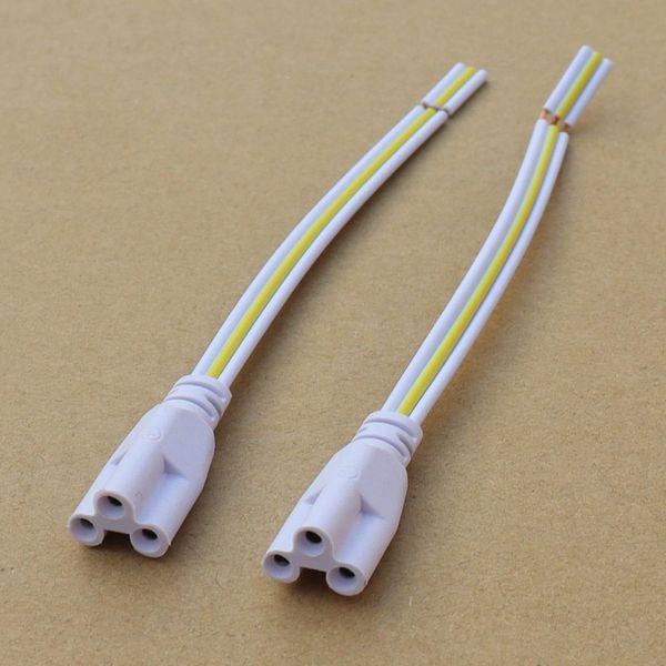 Accessori per l'illuminazione Connettore singolo da 15 cm 3 pin per tubi LED T8 T5 Supporto integrato per luci Cavo di alimentazione Una testa di rilegatura con filo per il collegamento elettrico