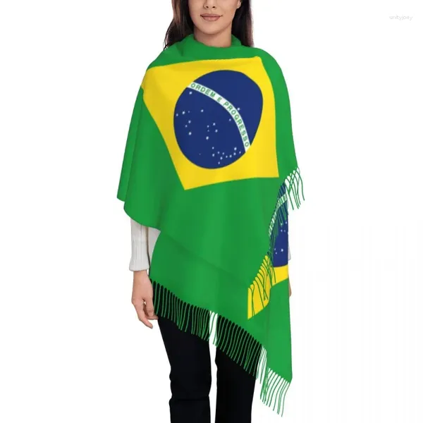 Ethnische Kleidung, individuell bedruckter Schal mit Brasilien-Flagge, für Herren und Damen, Winter, Herbst, warme Schals, Tücher