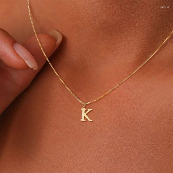 Colares de pingente para mulheres corrente inicial encantos cor de ouro colar letras de metal jóias corte único nome