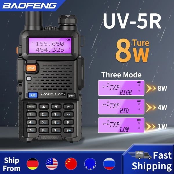 Рация Baofeng Walkie Talkie UV 5R 5W 8W двухдиапазонная радиолюбительская двусторонняя радиостанция VHF UHF FM-радио портативный трансивер для охоты 16 км 231024
