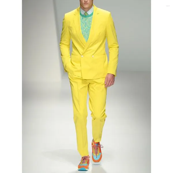 Мужские костюмы, модный мужской тонкий повседневный формальный свадебный смокинг, двубортный мужской пиджак с лацканами, однотонный элегантный мужской костюм 2023