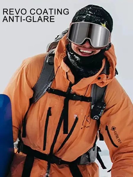 Skibrille Doppelschichtige Antibeschlag- und winddichte Augenschutzsäulenoberfläche Unisex-Skibrille 231024