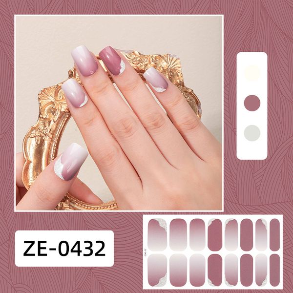 Tiras de unhas de gel semi curadas, 16 adesivos de unhas de gel, fáceis de aplicar ou remover, de longa duração, inclui lixa de unha e bastão de madeira