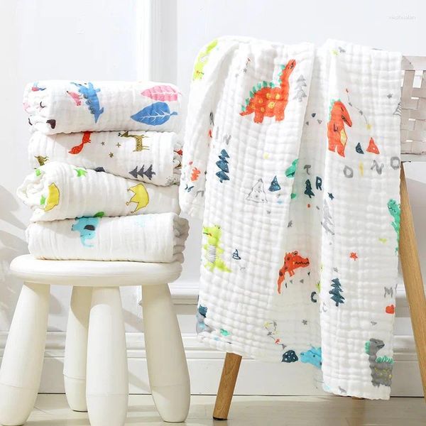 Decken 6 Schichten Bambus Baumwolle Baby Empfang Decke Säugling Kinder Swaddle Wrap Schlafen Warme Steppdecke Bettdecke Musselin