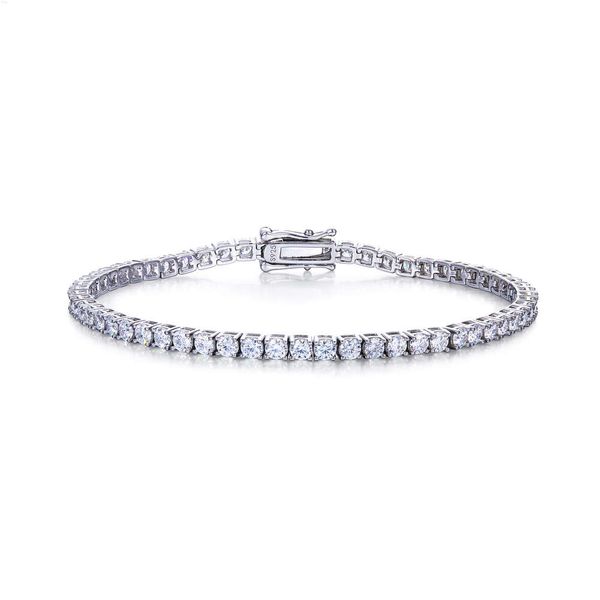 Großhandel Iced Out Kette 3-4-5 mm Moissanit 925 Sterling Silber Tennis Halskette für Männer Hip Hop Geschenk platiniert