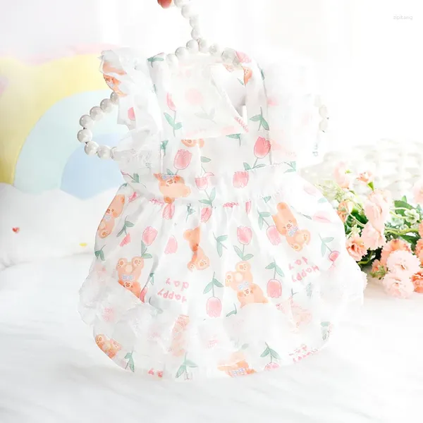 Vestuário para cães Roupas para animais de estimação Teddy Bear Tulip Dress para cães roupas gato pequeno bonito fino doce primavera verão moda yorkshire acessórios