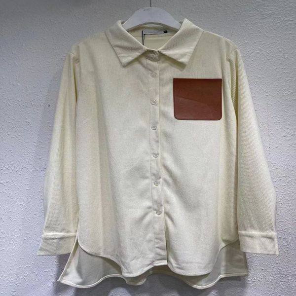 camicia da donna 2023 camicette di design autunno camicette di fossa di vellutoy camicia camicia da camicia da tasca con cocistre in pelle personalizzata