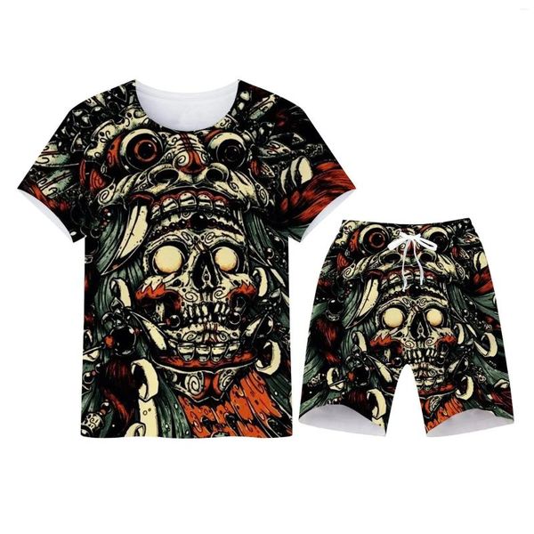 Tute da uomo T-shirt e pantaloncini stampati in 3D Horror Skull Estate Tuta sportiva casual Tuta da uomo Taglie forti S-7XL Abbigliamento