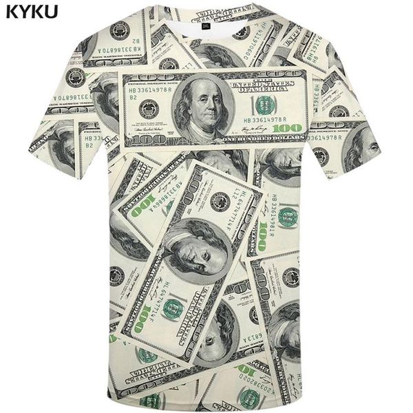 Футболка KYKU Dollar, мужские футболки с деньгами, готическая 3d футболка, забавные футболки, футболка в стиле хип-хоп, крутая мужская одежда, новинка 2018 года, летняя футболка Top252k