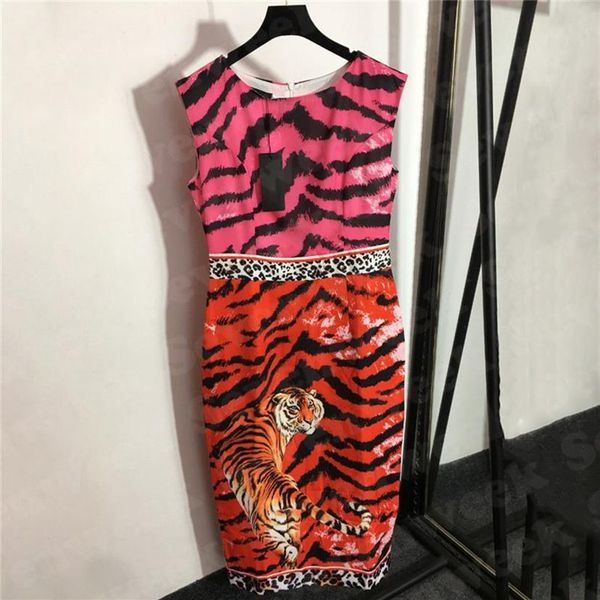 Tiger Baskı Bayan Yelek Elbiseleri Parti Moda Kolsuz Etekler İçin Giysiler Bayanlar Tasarım Günlük Elbiseler239F