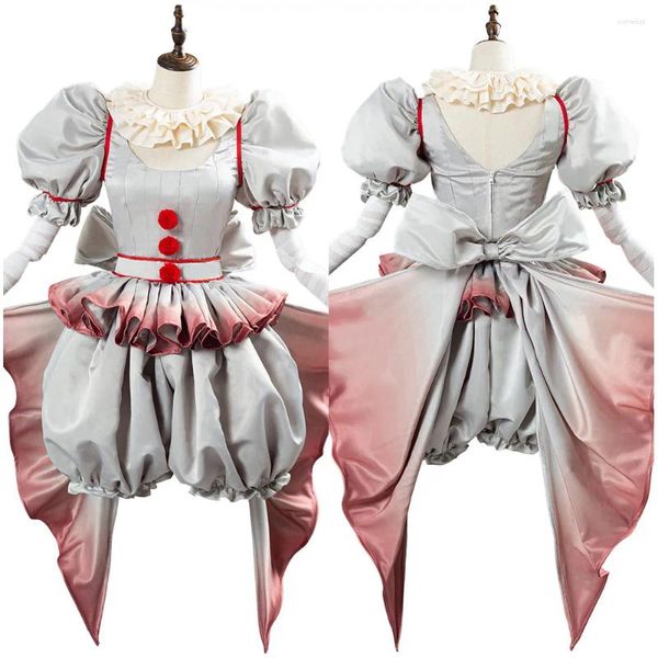 Trajes de anime feminino traje de halloween pennywise cosplay horror o palhaço uniforme roupa terno vestido extravagante adulto