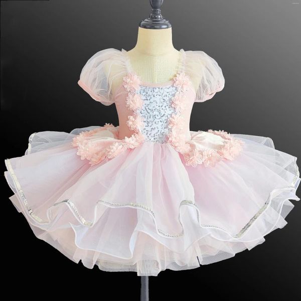 Sahne Giyim Mor Kids Balo Salonu Giyim Sizli Tutus Bale Elbise Kız Modern Performans Prenses