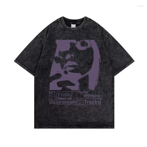 T-shirt da uomo The Eras Tour 2023 World Concert Washed Shirt Uomo Donna Star T-shirt estetica Moda Harajuku T-shirt oversize