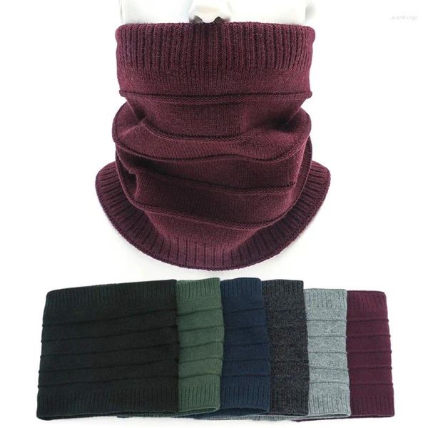 Sciarpe in lana solida peluche sciarpa ad anello invernale calda donna uomo moda maschera a pieno facciale lavorata a maglia colletto elastico a righe spesse