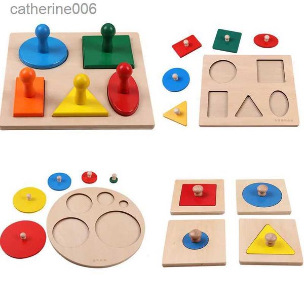 Puzzle Montessori Puzzle Toys Forme geometriche in legno Ordinamento matematica Colorato Apprendimento prescolare Gioco educativo Giocattoli per bambini L231025