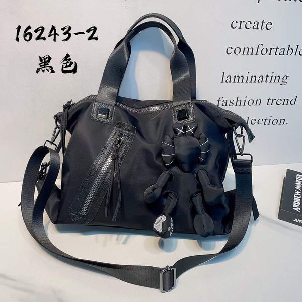 Borsa tote grande casual da donna alla moda borsa tote impermeabile in tessuto Oxford a rete in vera pelle borse a tracolla da viaggio da uomo