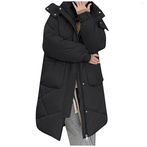 Damenjacken 2023 Winter Mid-Long Parkas Frauen Handschuh Schlanke Kapuze Warme Daunenjacke Mode Mädchen Gepolsterte verdickte Mäntel Oberbekleidung