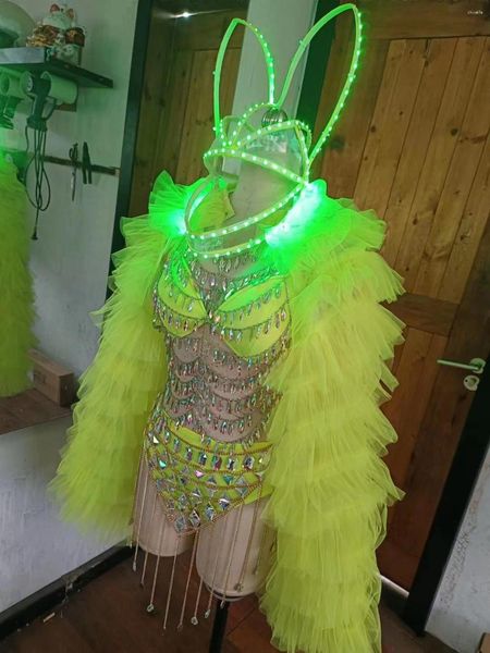 Palco desgaste luminoso oco strass queima homem rave festa fluorescente doces desempenho dança traje