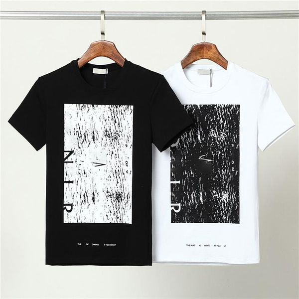 T-shirt da uomo in bianco e nero Estate girocollo stampa moda di lusso classico designer di parole T-shirt in cotone di alta qualità Traspirante sw296K