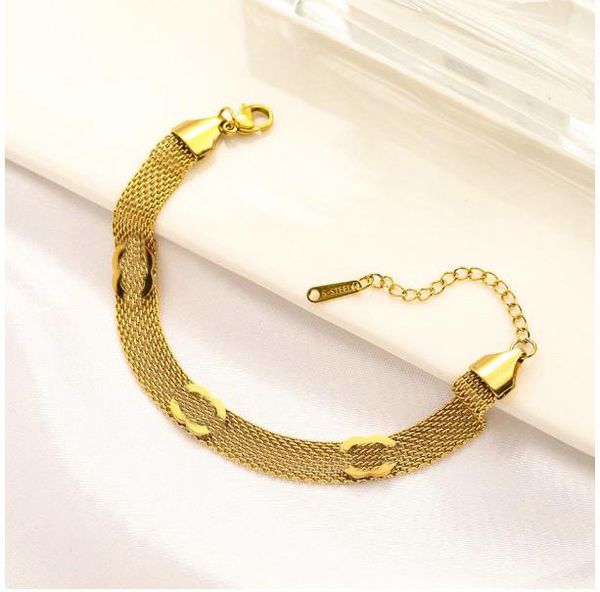 Marca de designer de moda Cadeia de letra dupla Gold Plenatl Bracelets de shinestone para mulheres Casamento Christm Jewerlry 20style