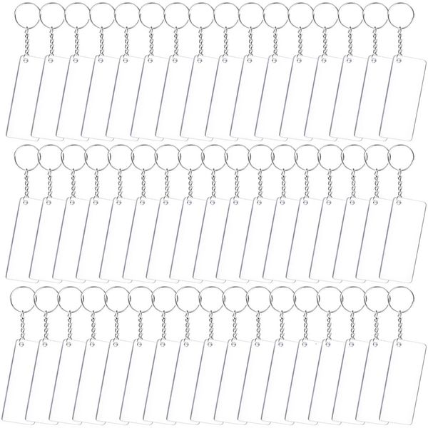 Portachiavi Cordini 120/150 pezzi Set portachiavi in acrilico grezzi che include ornamenti rettangolari in acrilico Portachiavi con anelli di salto a catena per artigianato fai-da-te 231025