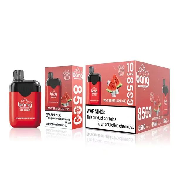 Autentica sigaretta Bang DE8500 monouso E 8500 soffi Vape Pen Cartuccia baccelli preriempiti da 18 ml 550mAh Batteria ricaricabile con bobina di tipo C Kit vaporizzatore