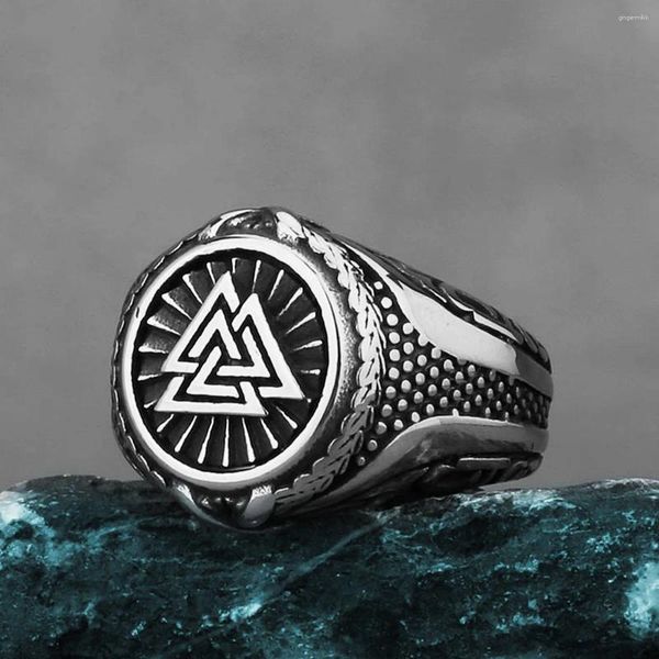 Cluster Ringe Klassische Vintage Wikinger Ring Edelstahl Männer Mode Norwegische Rune Amulett Hip Hop Biker Schmuck Großhandel