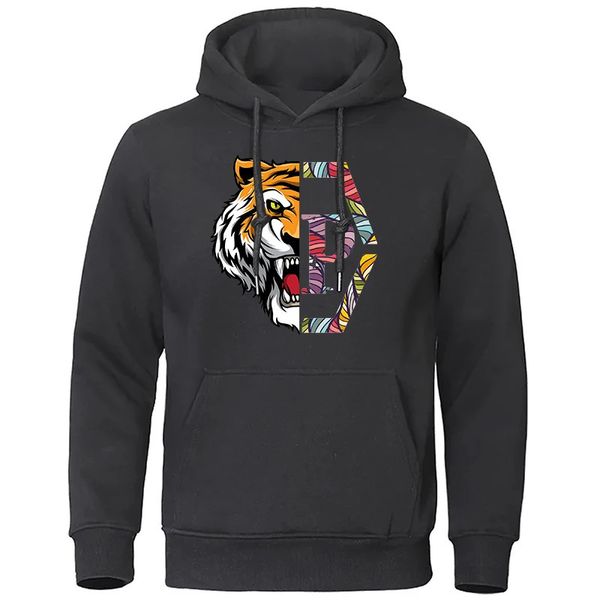 Kadınların hoodies sweatshirt s gevşek uzun kollu p mektubu lüks kaplan baskı kapüşonlu sweatshirt ceket kapüşonlu kadın giyim 231025