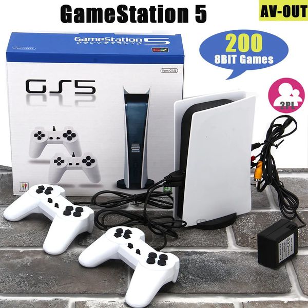 Controladores de jogo Joysticks Drop GS5 Game Console 8 Bit USB Wired Game Player 200 Jogos Clássicos Retro AV Output TV Gaming Console para Criança 231024