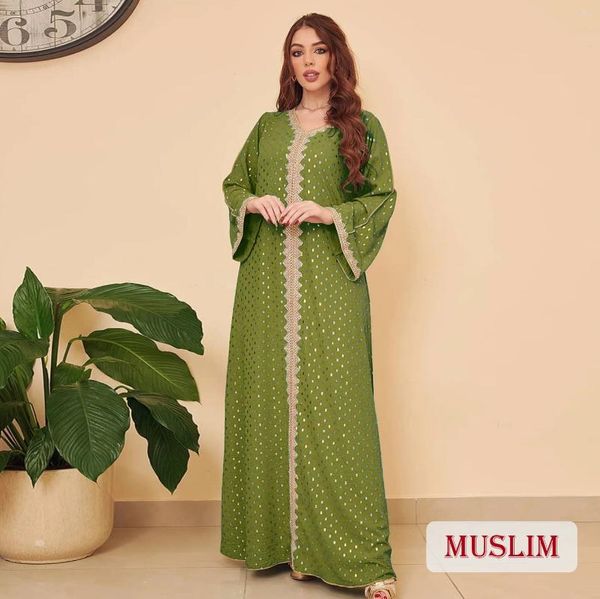 Ethnische Kleidung Mode Frau Muslim Abaya Goldprägung Glänzende Sommer Dünne Dubai Kleider Kaftan Türkei Marokko Weibliche Musulman Vestido