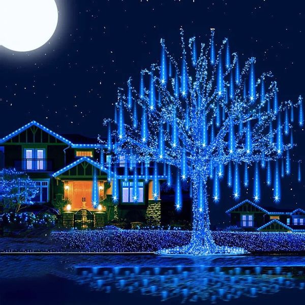 Decorações de Natal 3 Conjunto LED Luz Ao Ar Livre Chuva de Meteoros Luzes À Prova D 'Água Decoração de Jardim Ao Ar Livre Rua Garland Ano Decoração de Natal 2024 231025