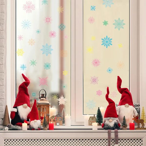 Клейкие наклейки Рождественские цветные снежинки Стеклянные окна и двери Украшение атмосферы Домашний фон Ремонт стен Наклейки на стены 231025