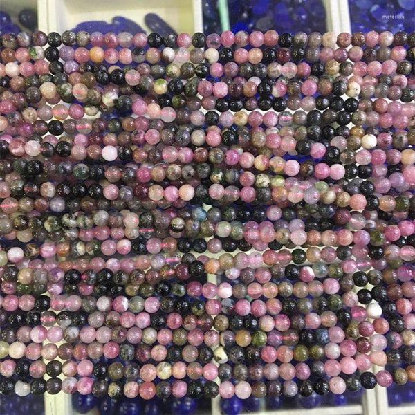 Perlen 5 mm runder natürlicher Turmalin-Stein, mehrfarbiger Jaspis, lose Passform, DIY-Armband, Halskette, Damen-Schmuckzubehör, 15 Zoll B3445