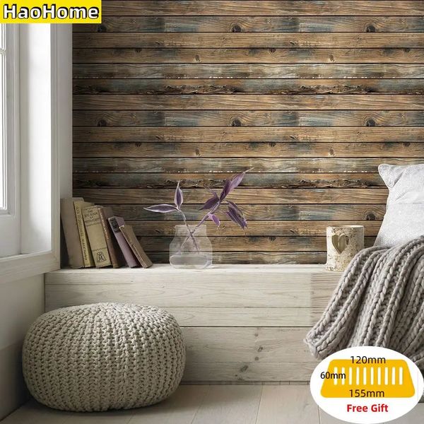 Wallpapers HaoHome auto adesivo papel de parede falso grão de madeira casca e vara papel de parede vinil adesivos à prova d'água 231026