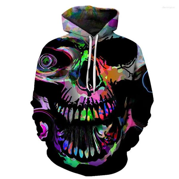 Felpe con cappuccio da uomo arte astratta teschio felpa con cappuccio stampata 3D streetwear hip hop Y2k top pullover studente costume di Halloween unisex