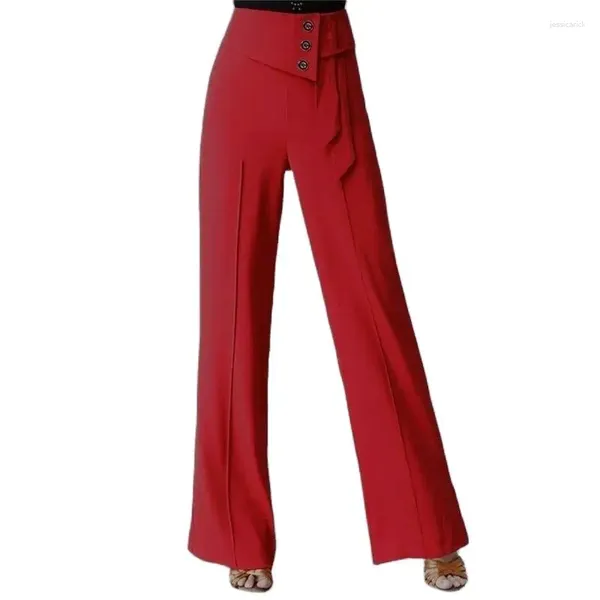 Женские брюки для танцев, женские брюки 2023, модные широкие брюки для современных латинских танцев, с высокой талией, вертикальные женские