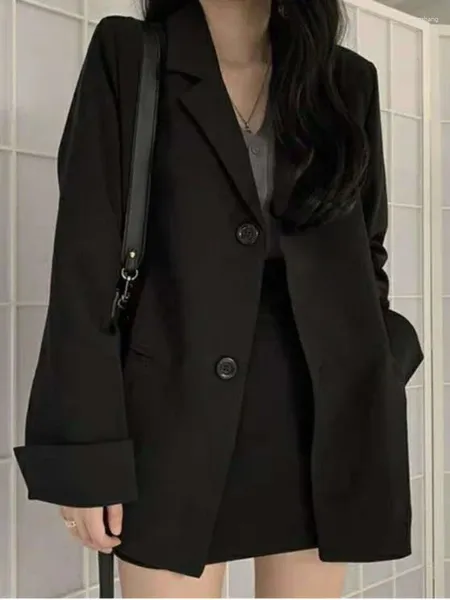 Abiti da donna UNXX Cappotto da abito nero da donna monopetto primavera autunno business casual lunghezza media blazer da ufficio per donna