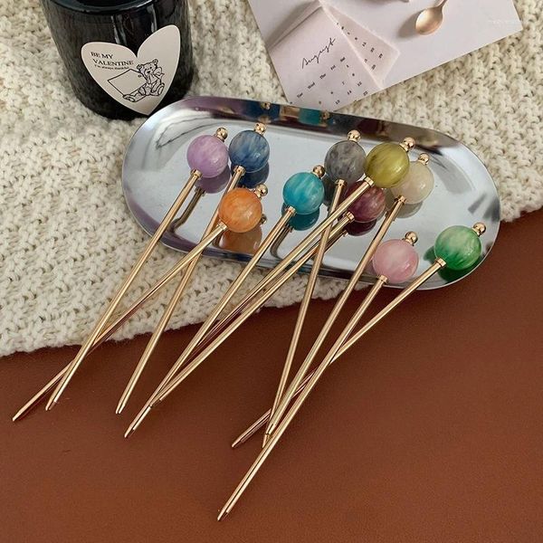 Haar Clips Ins Verkauf Essigsäure Runde Ball Metall Haarnadel Mode Bunte Hairstick Verschluss Zubehör Für Frauen Mädchen