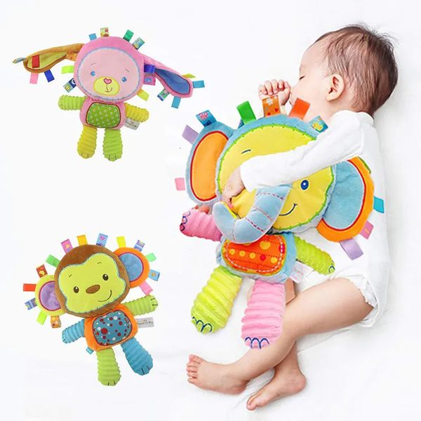 Móbiles # Tags de bebê Stuffed Animal Soft Toy Lovey Elephant Plush Bell Builtin Chocalhos Sensoriais para Criança Nascida Presentes Infantis 231026